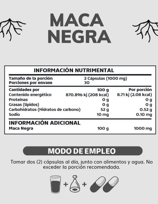 Maca Negra - 100% Orgánica: Energía, Concentración y Bienestar Natural